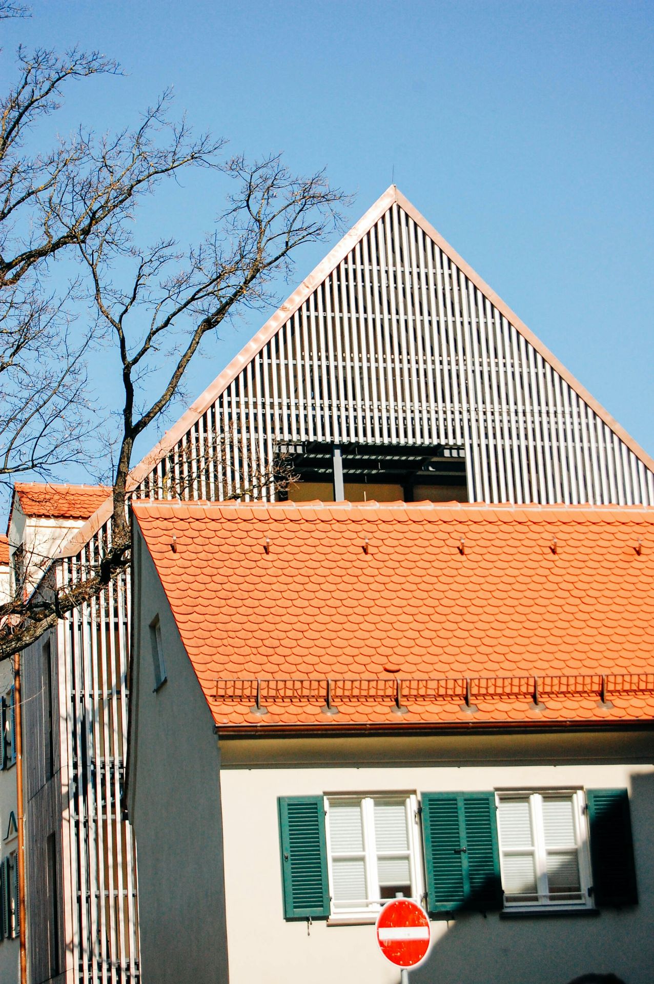 a building with a solar panel